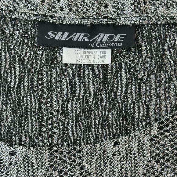 Shair Aide of CA Vintage Metallic Gold Black Lace Crop Top Fringe Hem Size 12 - Picture 5 of 15